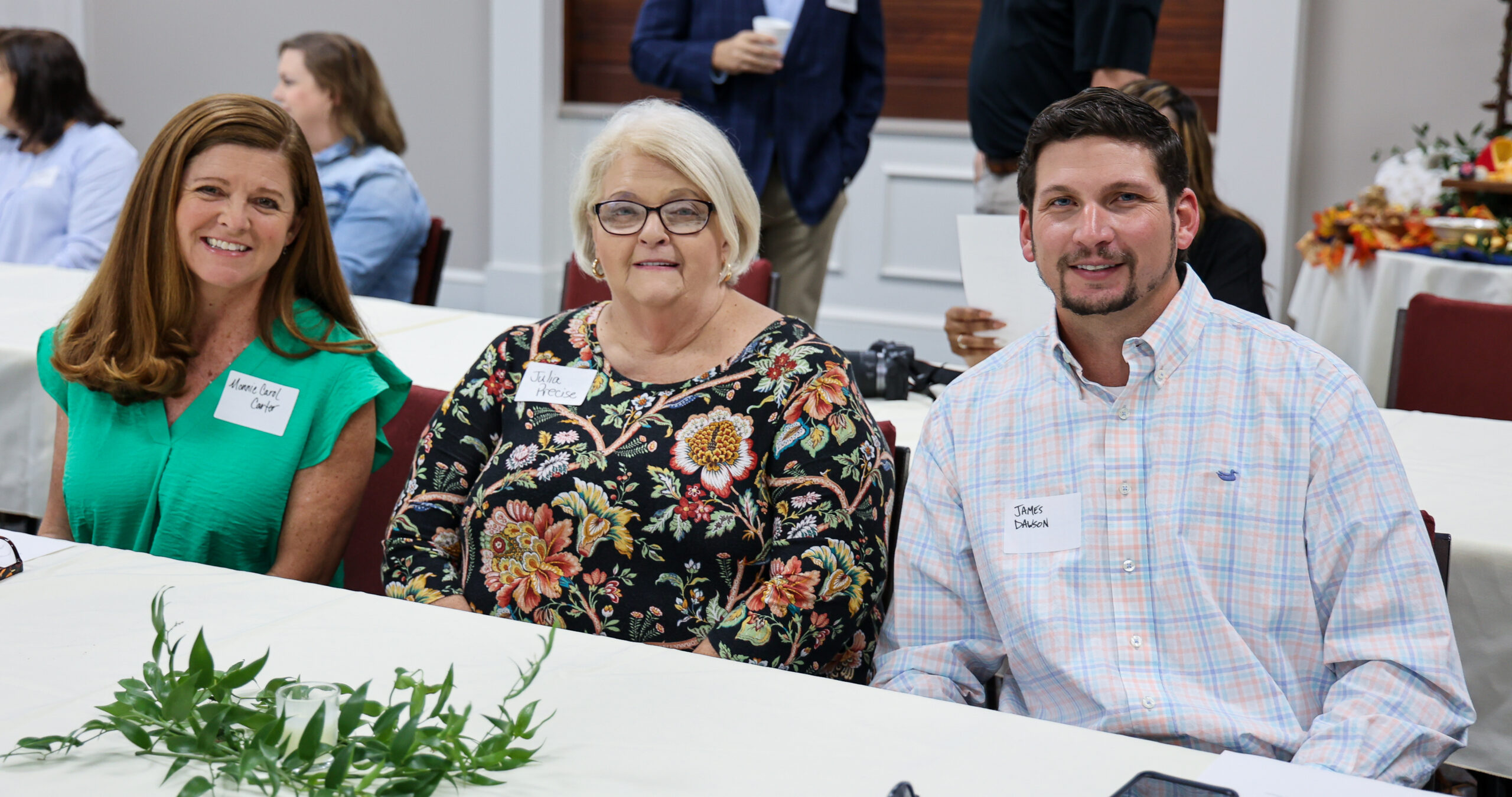 Mid-South RC&D Montgomery County committee members Monnie Carol Carter and Julia Precise with District Conservationist James “Jad” Dawson.