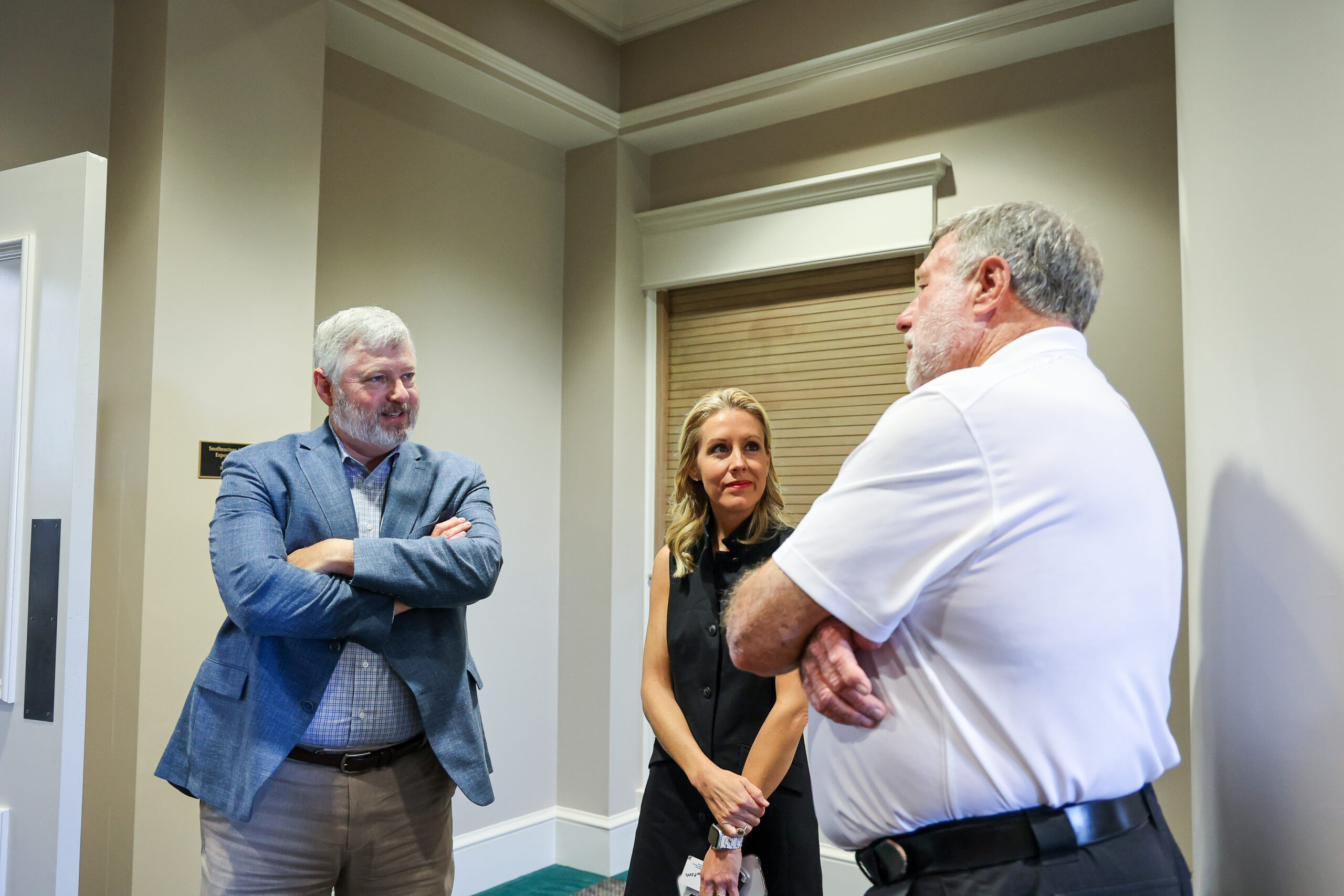 Chief Tommy Sanford speaking with Senator Will Barfoot.